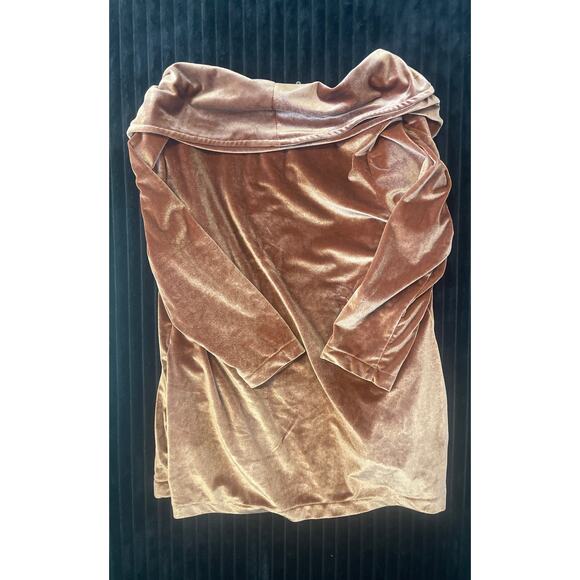 Silence + Noise –Women’s Open Cardigan –Metallic Brown Velvet Drape Front –M - Picture 2 of 4